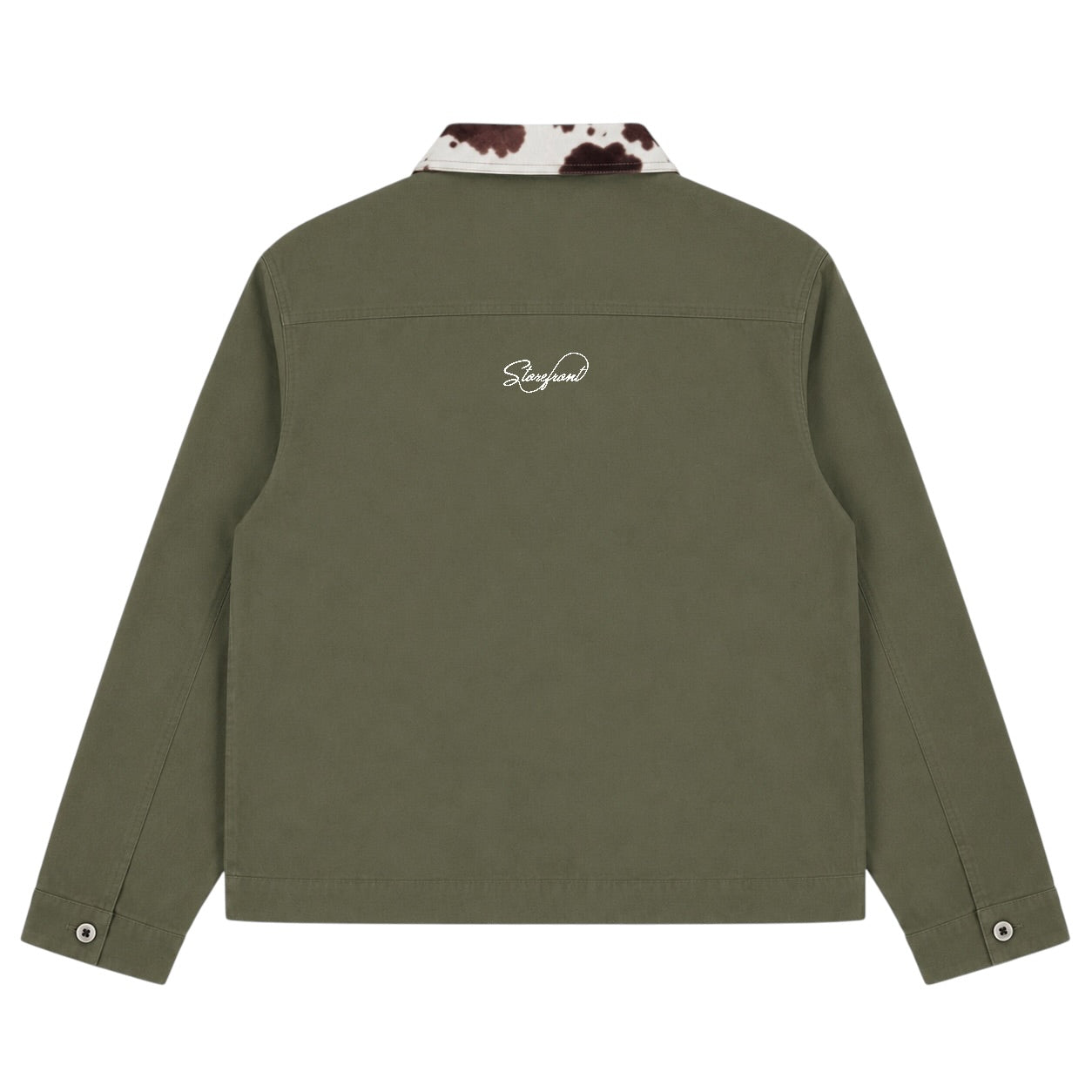 Cow Collar Canvas Jacket (Olive)