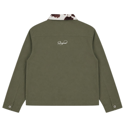 Cow Collar Canvas Jacket (Olive)