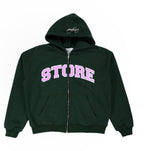 Store Waffle Lined Zip Up (Forrest Green)