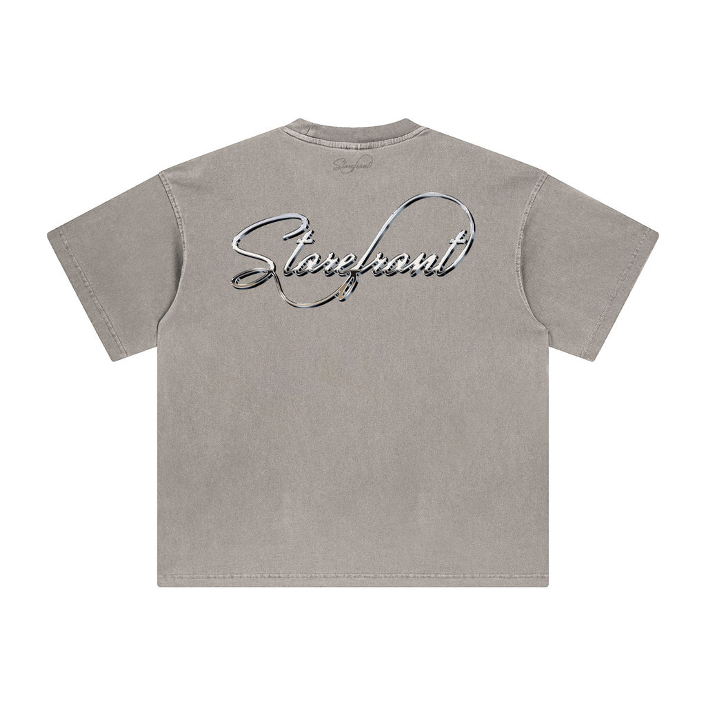 Faded Chrome Script T-Shirt (Grey)