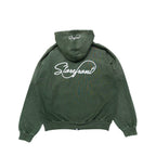 Faded Script Zip Up (Forrest Green)