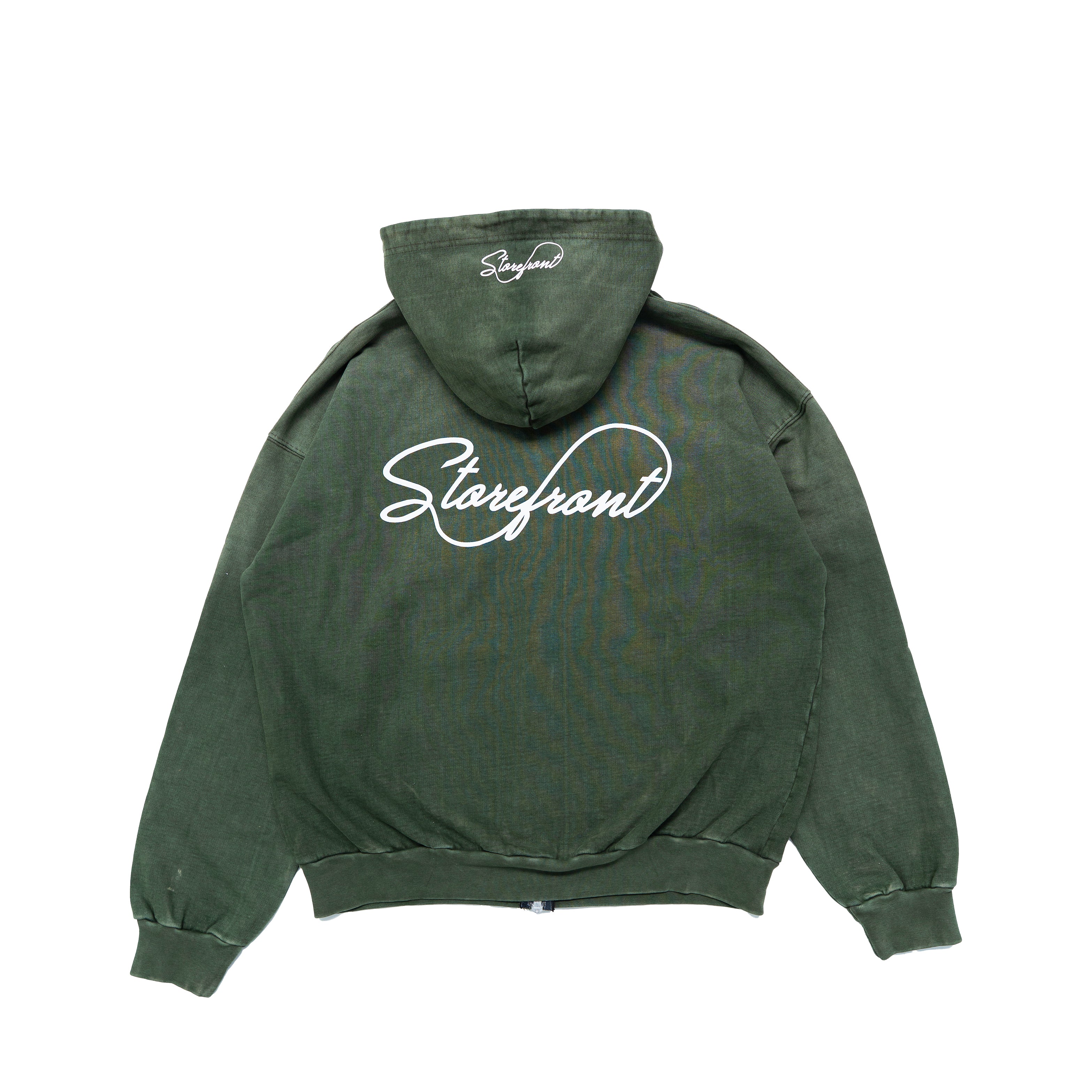 Faded Script Zip Up (Forrest Green)