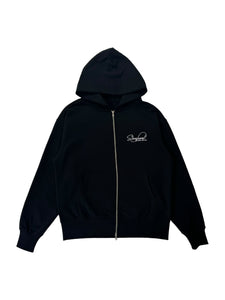 Script Heavyweight Zip Up Hoodie (Black)