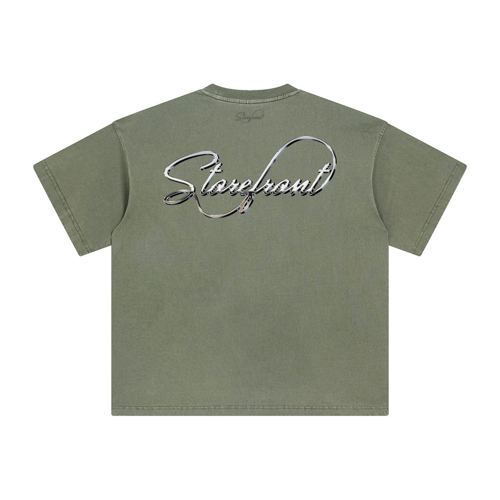 Faded Chrome Script T-Shirt (Sage)
