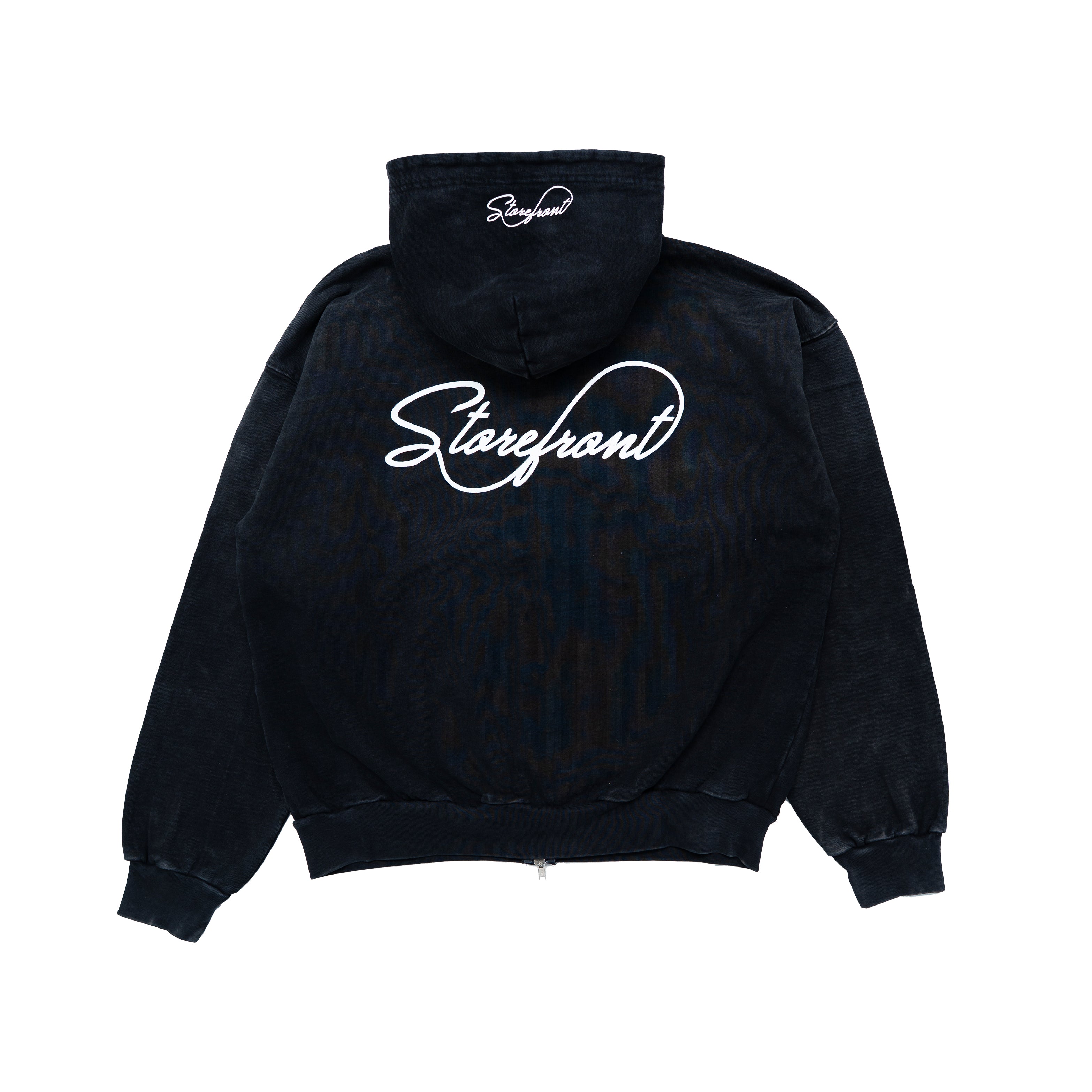 Faded Script Zip Up (Black)