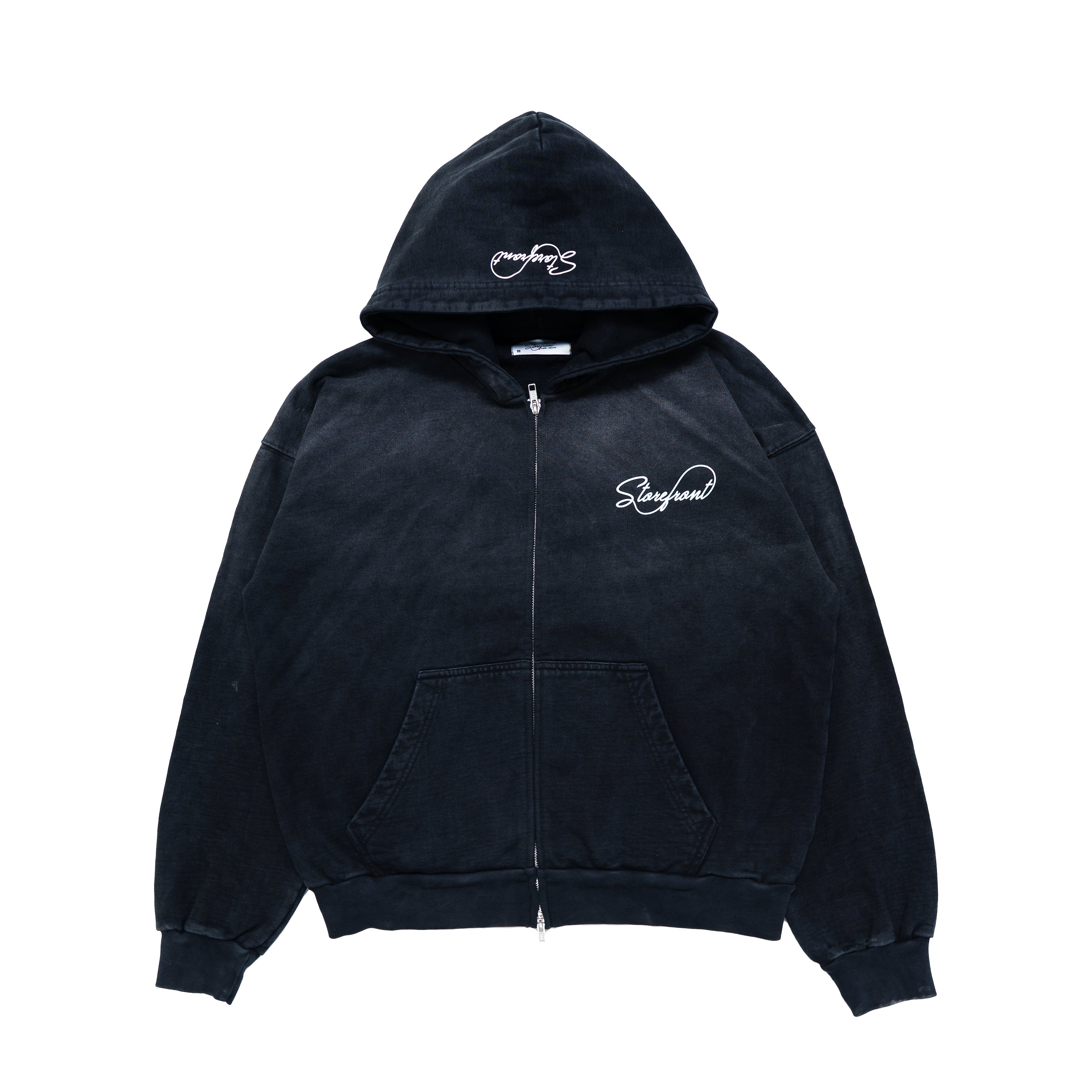 Faded Script Zip Up (Black)