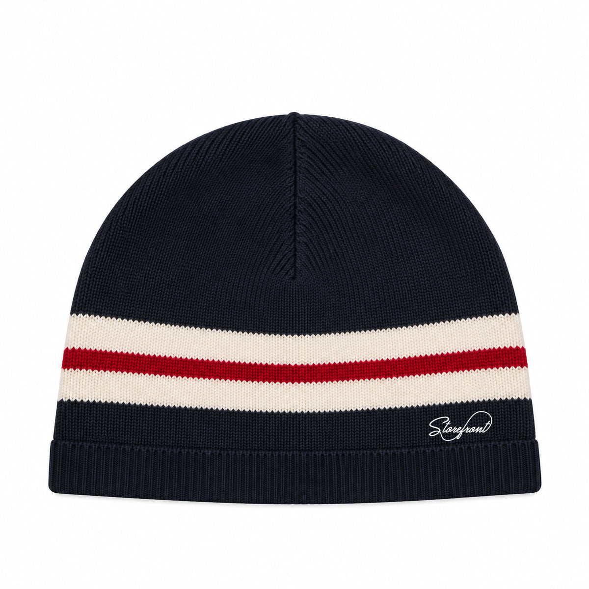 Tri-Stripe Knit Beanie (Black)