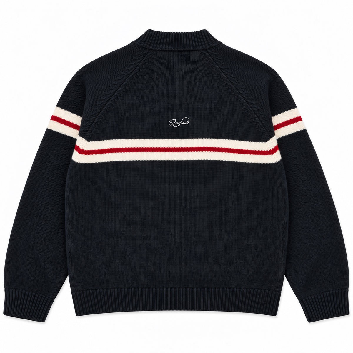 Tri-Stripe Zip Up Knit (Black)