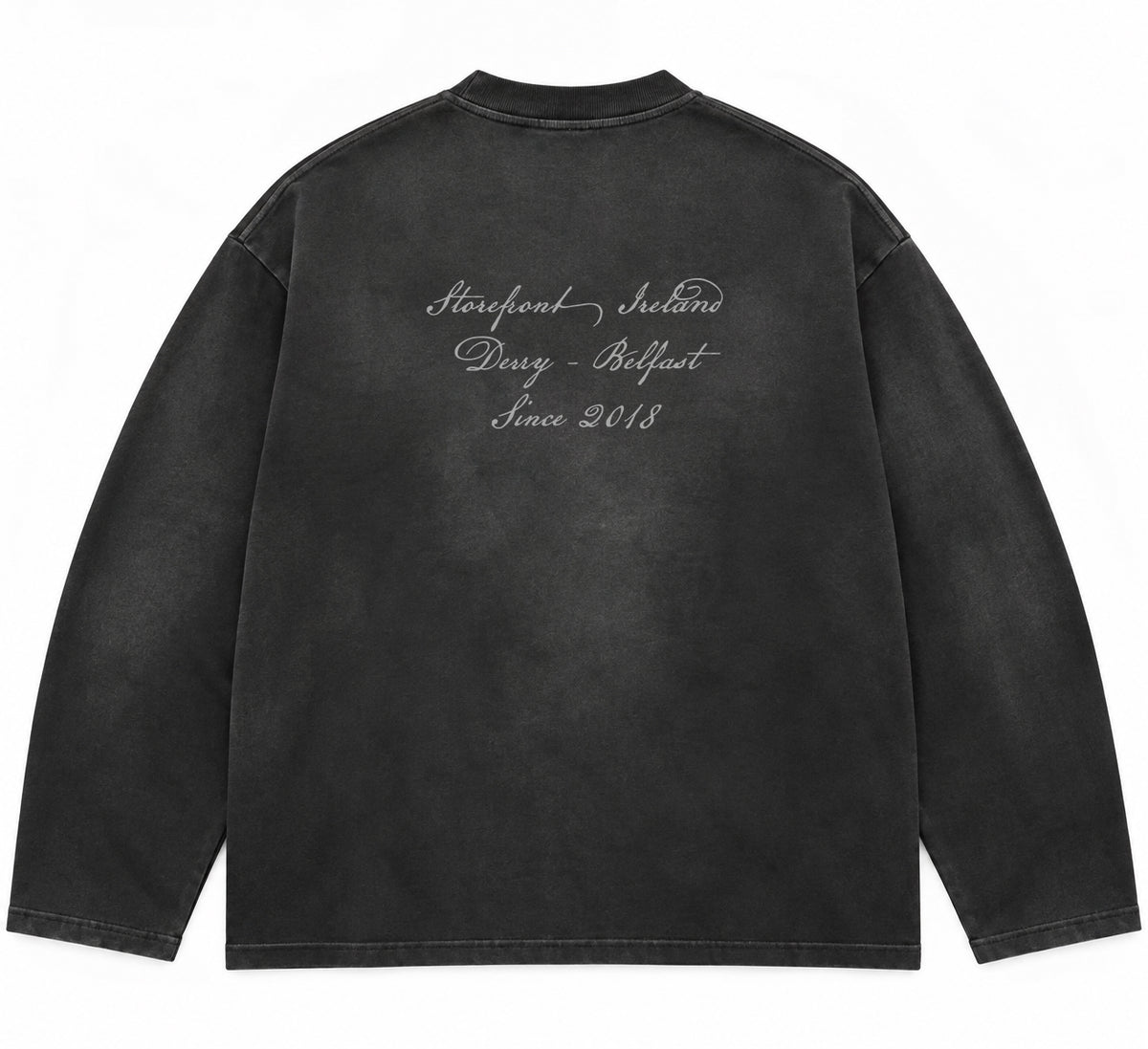 Script Sun Fade Long Sleeve T-shirt (Charcoal)