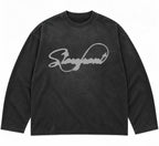 Script Sun Fade Long Sleeve T-shirt (Charcoal)
