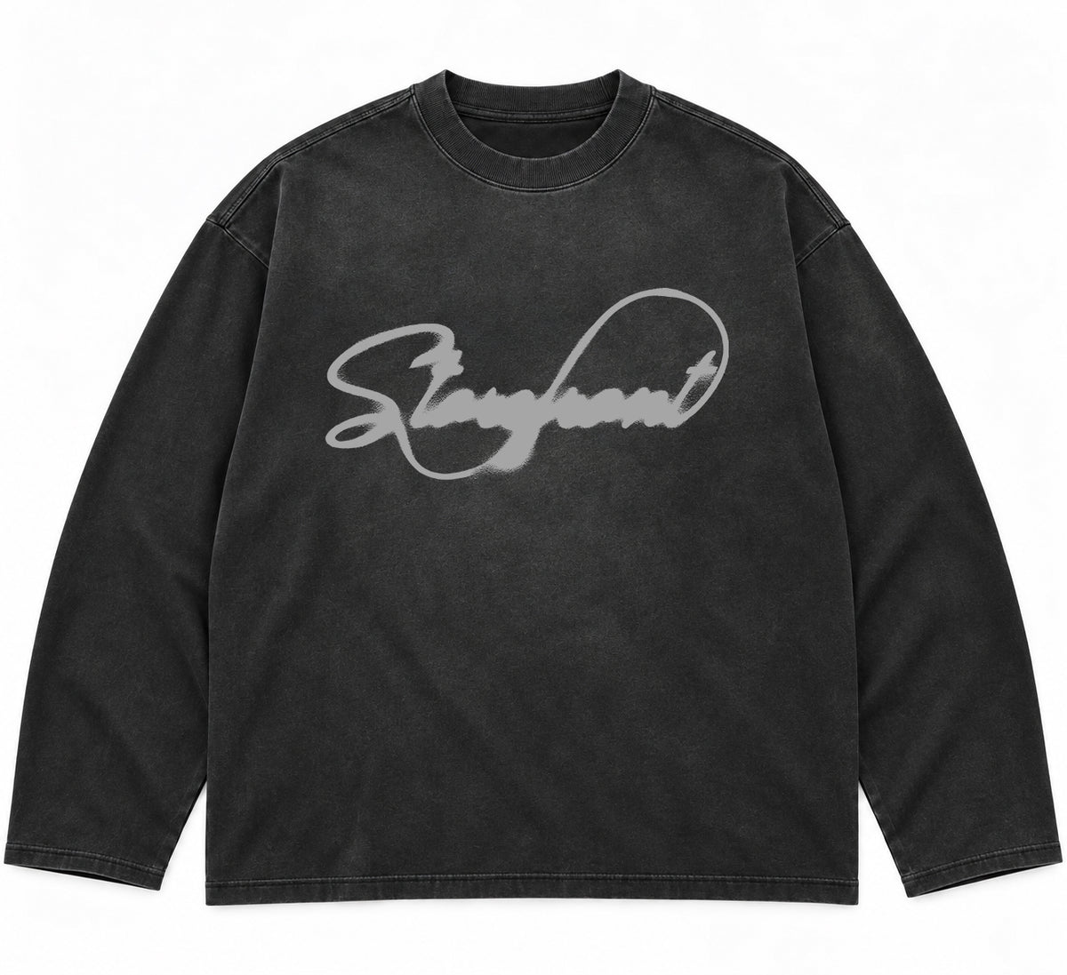 Script Sun Fade Long Sleeve T-shirt (Charcoal)