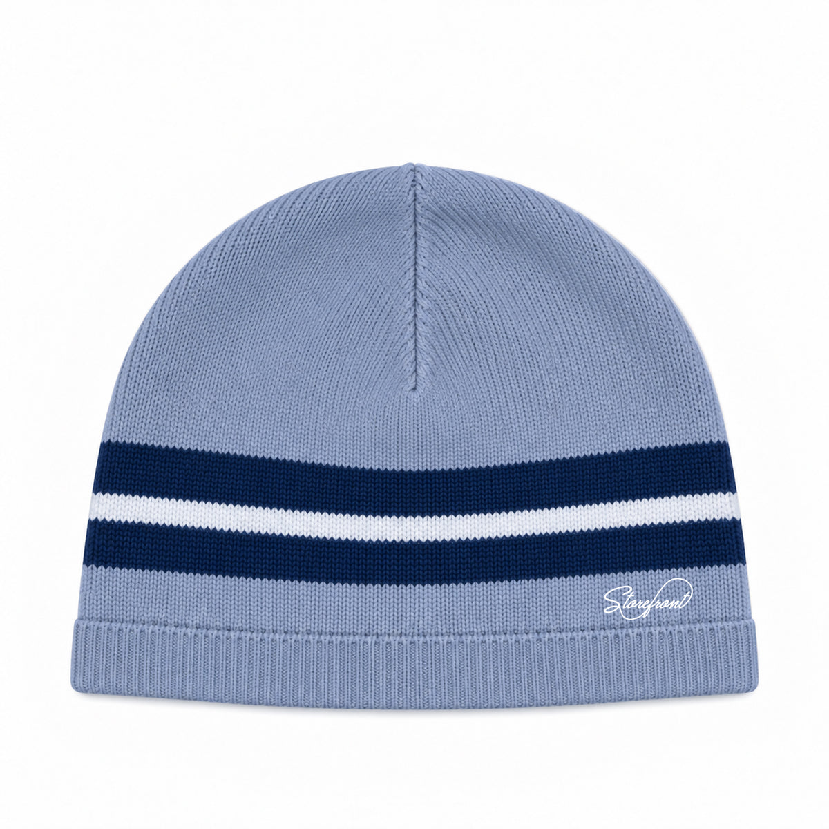 Tri-Stripe Knit Beanie (Blue)