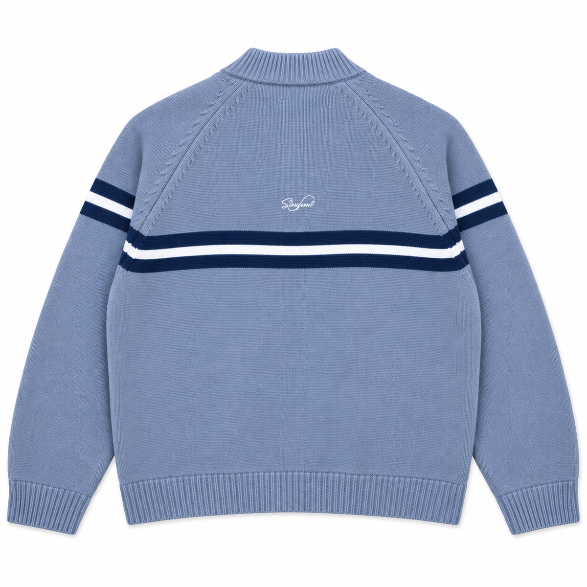 Tri-Stripe Zip Up Knit (Blue)