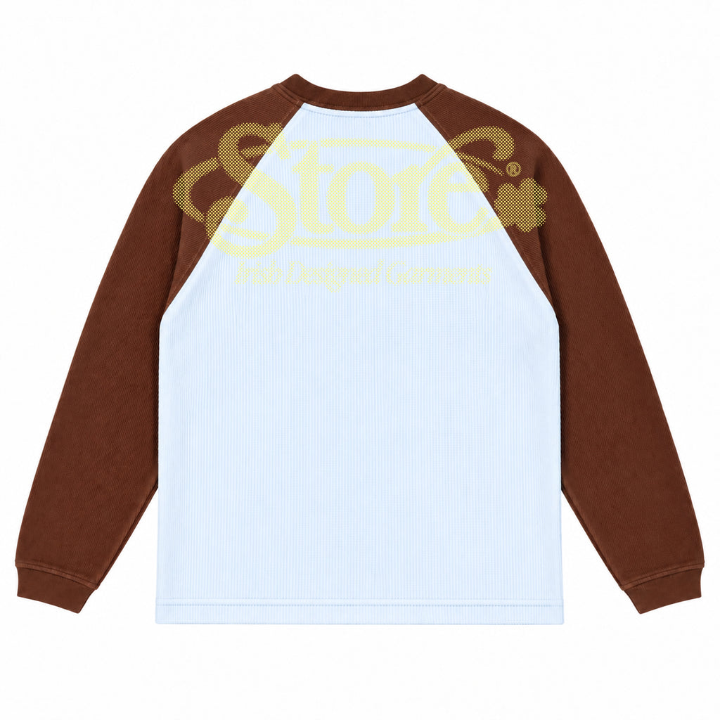 Three Leaf Halftone Raglan Waffle (Brown)