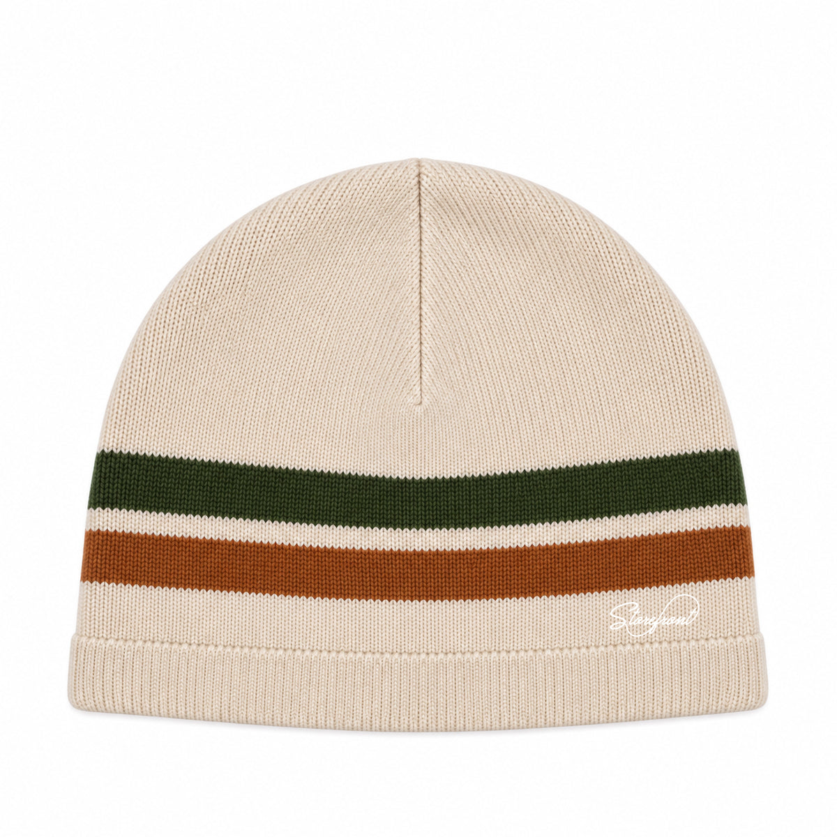 Tri-Stripe Knit Beanie (Cream)