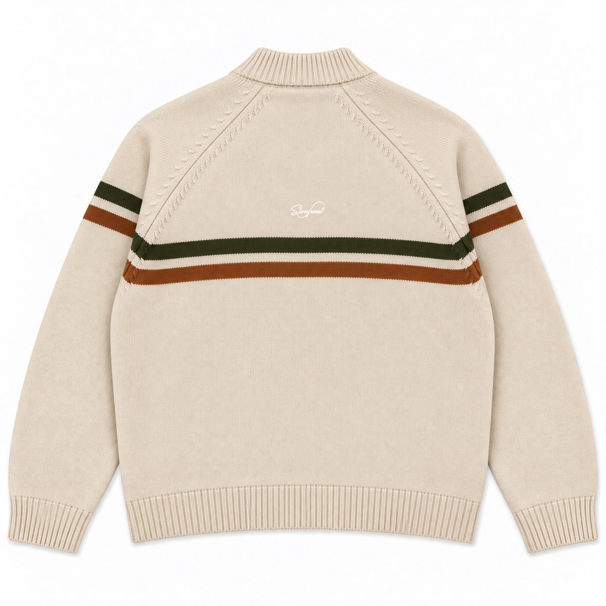Tri-Stripe Zip Up Knit (Cream)