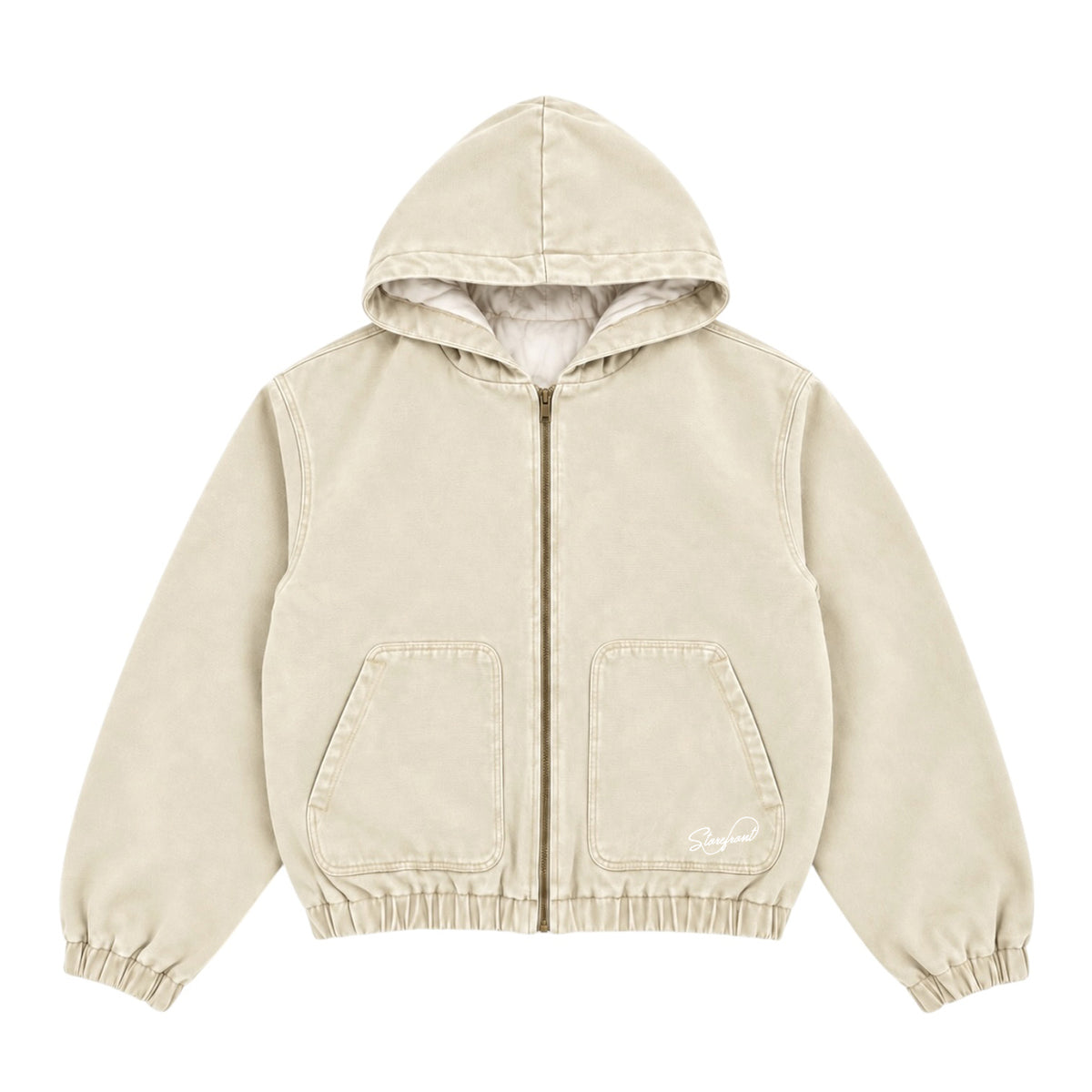 Duck Canvas Zip Up Hoodie (Cream)