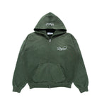 Faded Script Zip Up (Forrest Green)