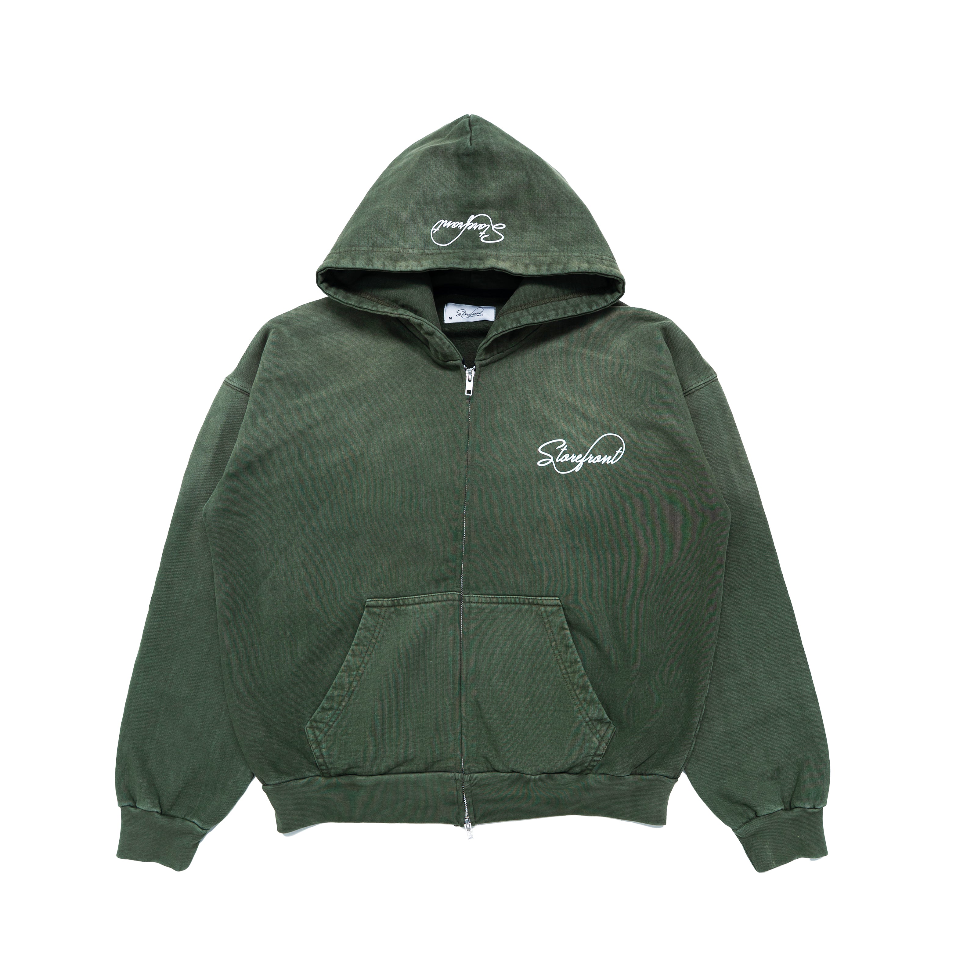 Faded Script Zip Up (Forrest Green)