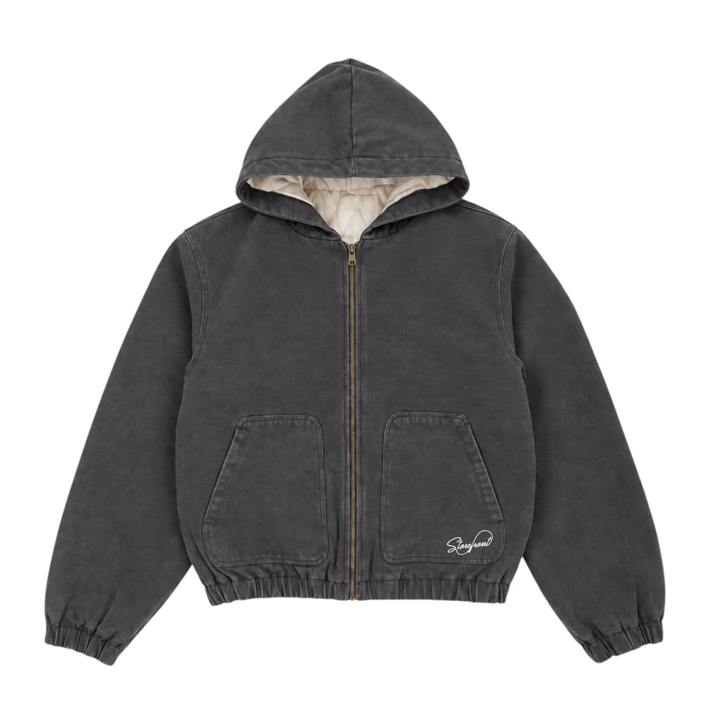 Duck Canvas Zip Up Hoodie (Charcoal)