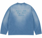 Script Sun Fade Long Sleeve T-shirt (Blue)