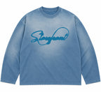 Script Sun Fade Long Sleeve T-shirt (Blue)